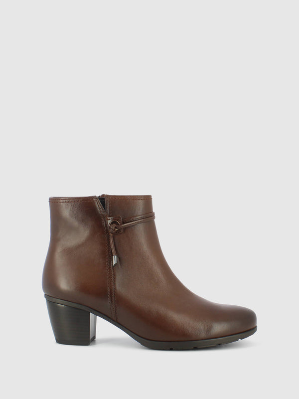 Brown Zip Up Ankle Boots